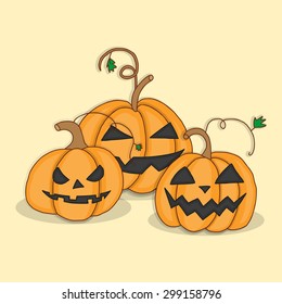 Set pumpkins for Halloween. Vector illustration in bright colors.