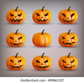 Set pumpkins for Halloween. Vector Illustration.