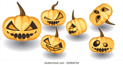 Set pumpkins for the holiday, Halloween. Pumpkin Ghost, pumpkin skeleton pumpkin Halloween owl, Jack o ' lanterns
