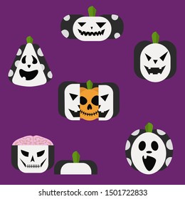 Set of pumpkins isolated vector illustration. Perfect for advertising, poster, announcement, invitation, party. EPS 10. Happy Halloween.