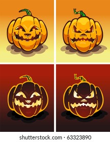  Set of pumpkins on Halloween.