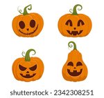 Set of pumpkins on a white background