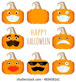 set of pumpkins, the smiles of the pumpkins stickers Halloween