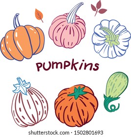 Set with pumpkins. Vector illustration