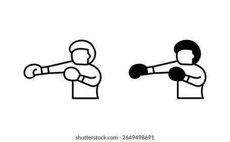 Set of punch icons in outline and black fill styles