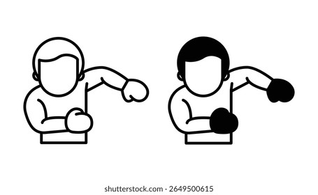 Set of punch icons in outline and black fill styles