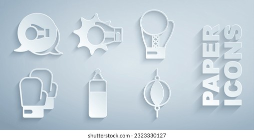 Set Punching bag, Boxing glove, boxing and  icon. Vector
