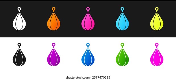 Set Punching bag icon isolated on black and white background.  Vector