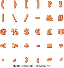 A set of punctuation and currency symbols designed in a ginger cookie style with icing. Sweet and festive!