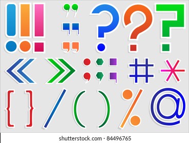 Set of punctuation marks and signs, vector