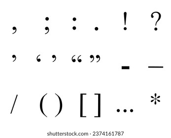 Set of punctuation marks in vector illustration on white background