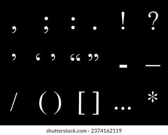 Set of punctuation marks in vector illustration isolated.