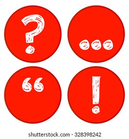 Set of punctuation marks vector. red button.