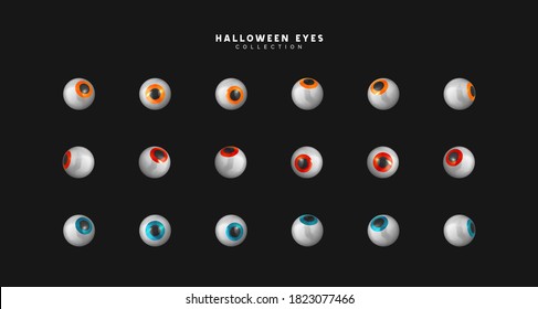 Set of pupils of eyes. Halloween objects. vector illustration