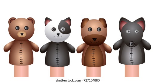 Set of puppets on a white background, Vector illustration