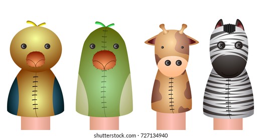 Set of puppets on a white background, Vector illustration