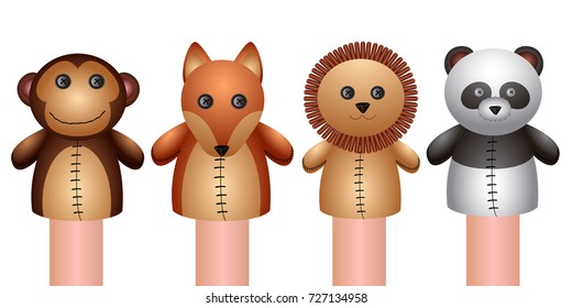 Set of puppets on a white background, Vector illustration