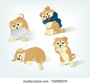 set puppies dogs vector illustration  yellow