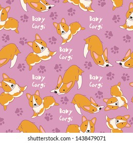 Set of Puppies isolated on pastel background : Seamless Pattern : Vector Illustration