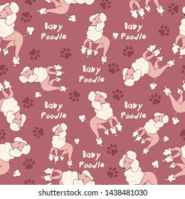 Set of Puppies isolated on pastel background : Seamless Pattern : Vector Illustration