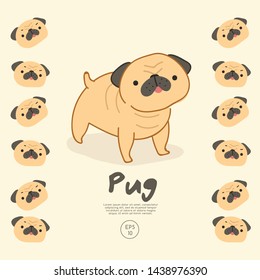 Set of Puppies isolated on pastel background : Vector Illustration