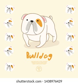 Set of Puppies isolated on pastel background : Vector Illustration