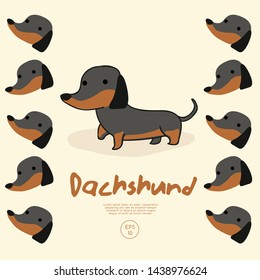 Set of Puppies isolated on pastel background : Vector Illustration