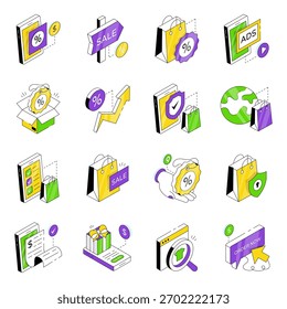 Set of Purchase Isometric Icons