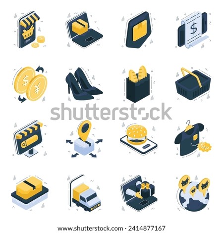 Set of Purchase Isometric Icons


