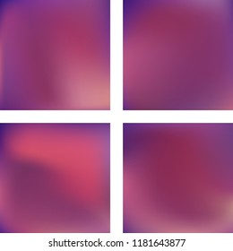 Set with purple abstract blurred backgrounds. Vector illustration. Modern geometrical backdrop. Abstract template.