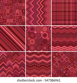 set with purple abstract retro geometric seamless pattern for design, vector illustration