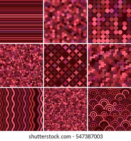 set with purple abstract retro geometric seamless pattern for design, vector illustration