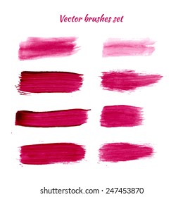 Set Of Purple Acrylic Brush Vector Strokes 