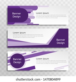 A set of purple banner templates designed for the web and various headlines are available in three different designs.