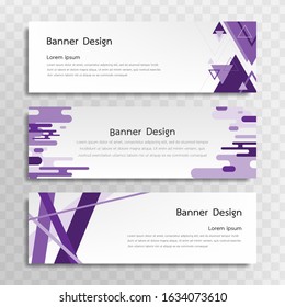 A set of purple banner templates designed for the web and various headlines are available in three different designs.