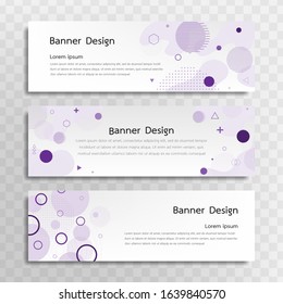 A set of purple banner templates designed for the web and various headlines are available in three different designs.