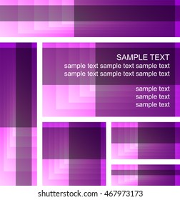 A set of purple banner templates with space for your text. Vector illustration.