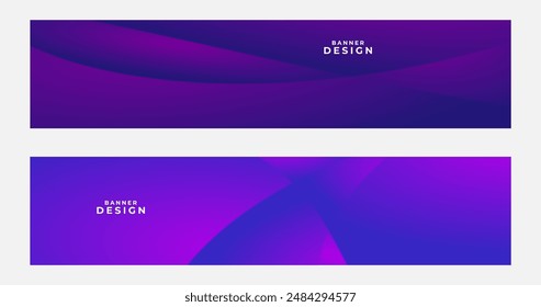 conjunto de Anuncios morados con fondo degradado abstracto con curva