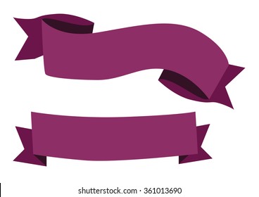 Set of purple banners, ribbons