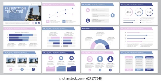 Set purple and blue elements for multipurpose presentation template slides with graphs and charts. Leaflet, corporate report, marketing, advertising,  book cover design.