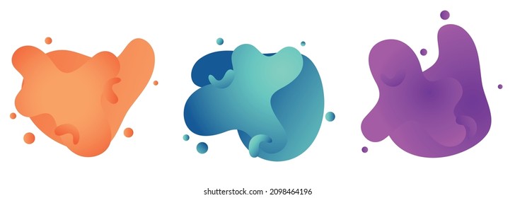 Set of purple, blue, orange abstract modern graphic elements. Dynamical colored forms. Gradient abstract banners with flowing liquid shapes. Template for the design of a logo, flyer or presentation. - Shutterstock ID 2098464196