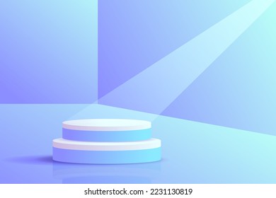 Set purple blue violet 3d object cylinder pedestal podium display gradient color minimal scene