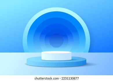 Set purple blue violet 3d object cylinder pedestal podium display gradient color minimal scene