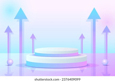 Set purple blue violet 3d object cylinder pedestal podium display gradient color minimal scene