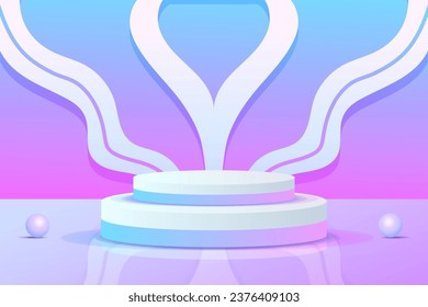 Set purple blue violet 3d object cylinder pedestal podium display gradient color minimal scene