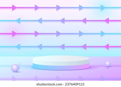 Set purple blue violet 3d object cylinder pedestal podium display gradient color minimal scene