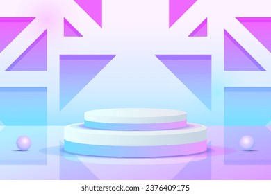 Set purple blue violet 3d object cylinder pedestal podium display gradient color minimal scene