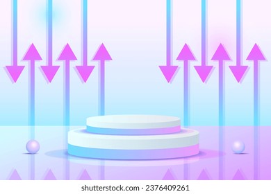 Set purple blue violet 3d object cylinder pedestal podium display gradient color minimal scene