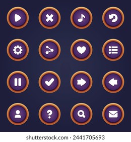 Set of purple buttons for mobile games game purple interface cartoon ui buttons set ui elements