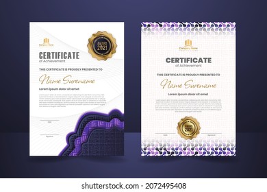 Set Purple Certificate Template Design. Vector Illustration